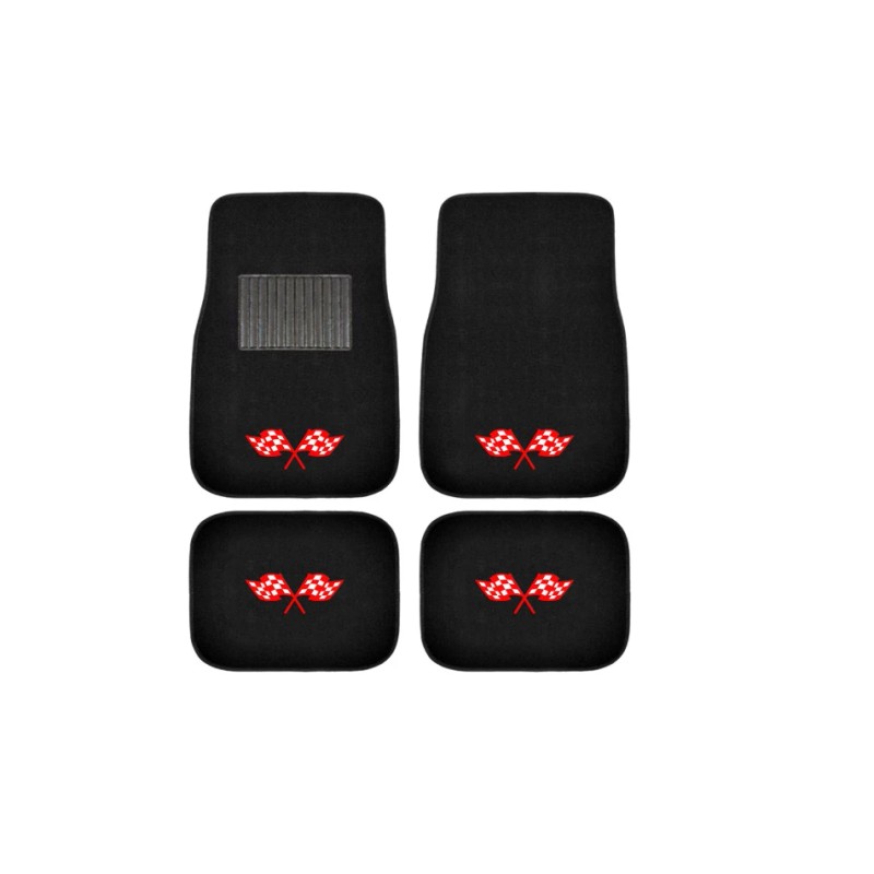 Plasticolor NEW Chevy Black Logo Red Checker Flag 4pc Carpet