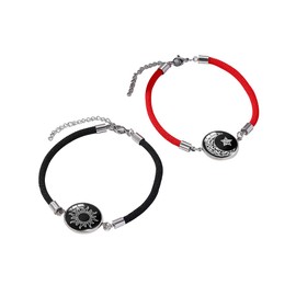 vdwv Sun Moon Star Bracelets for Best Friend Bracelet Friendship Jewelry Colorful Sun Star Bracelets Yin Yang Moon Bracelet for Couples Valentines Gift (Black)