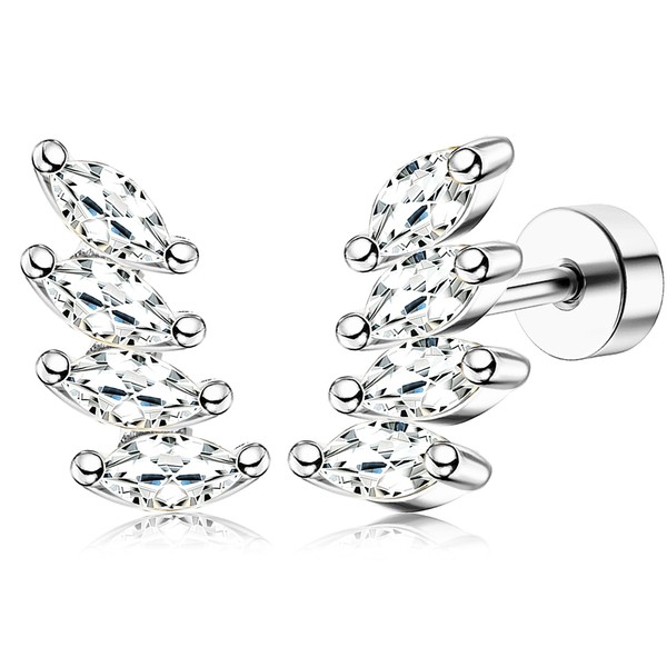 Dochais 14K Gold Stud Earrings, Hypoallergenic 925 Silver Helix Tragus