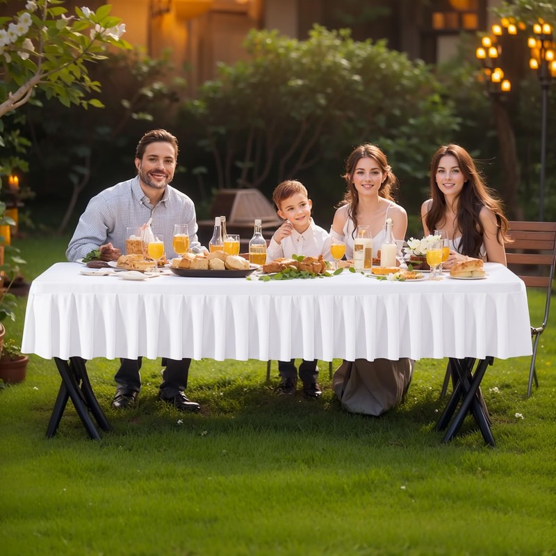 White Spandex Tablecloth for 4FT Rectangle Tables Stretch Fitted Table