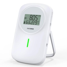 INKBIRD IAM-O2 Air Quality Monitor, Indoor CO2 Detector, Temperature Humidity Monitor, Light and Sound Dual Alert, for Home, School, Hotel