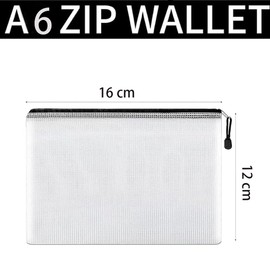 8 Pcs Zip File Bags, Transparent Mesh Zip Pen Pouch, A6 Size Zipper Bag, Waterproof Plastic Document Pouch, Multipurpose for Travel Storage, School Supplies, Office Appliances and Home Organize