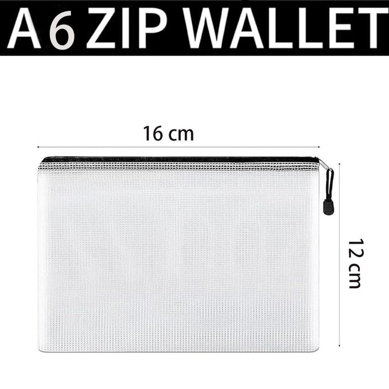 8 Pcs Zip File Bags, Transparent Mesh Zip Pen Pouch,