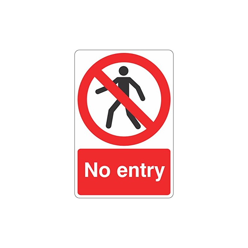 150mmx200mm No Entry With Man Sign Rigid Plastic