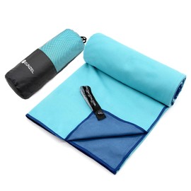 Eunzel Quick Dry Camping Towel, Microfiber Travel Towel Super Absorbent Fast Drying Towel for Camping, Beach, Gym, Backpacking, Yoga & Swimming(30" x 60", Navy/Cyan)
