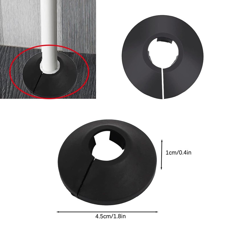ZZLBZN 15mm Radiator Pipe Covers, 4Pcs Black Radiator Pipe Collars,