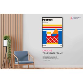 Panther Print Negroni Bauhaus Cocktail Unframed Poster, Pictures for Home Walls, Bedroom, Living Room & Bathroom Decor 31x20cm (12x8in)