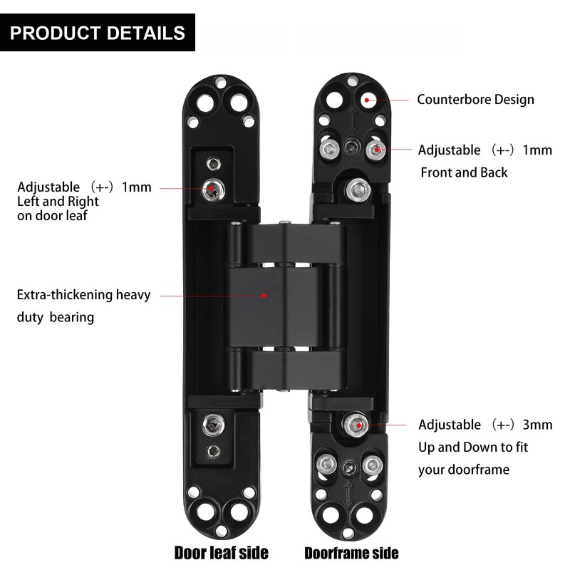 2 Set 6 Inch Hidden Door Hinges Zinc Alloy Heavy