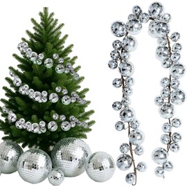 Dingion 6 ft Christmas Ornament Ball Garland Xmas Disco Ball Hanging Decoration Shatterproof Ornament Garland for Christmas Tree Mantel Fireplace Stair Indoor Outdoor Party