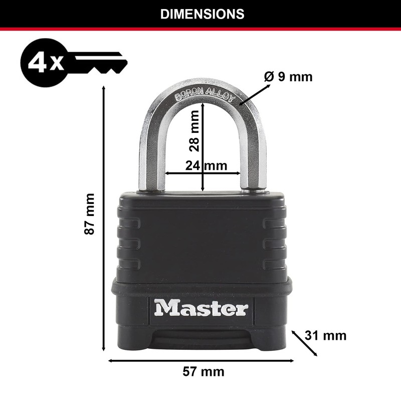 MASTER LOCK Heavy Duty Combination Padlock, Security level 9/10, Large