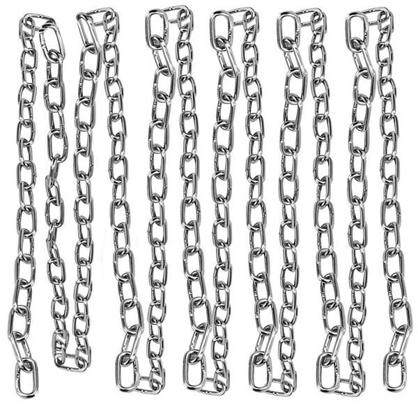 HOZEON 26 Feet x 3/16 Inch 304 Stainless Steel Chain, Heavy Duty Metal Chain, Stainless Steel Utility Chain for Hanging, Camping, Guardrail, Swing Chain, Towing, Silver