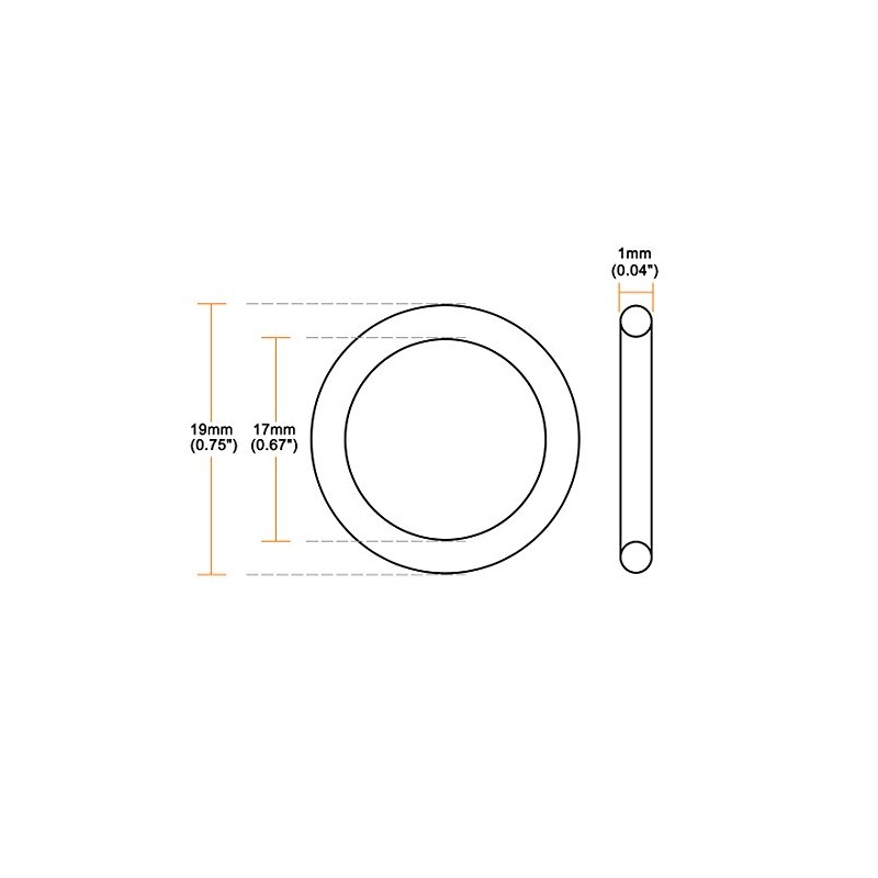 sourcing map Metric Nitrile Rubber O-Rings Seal 19 mm AD