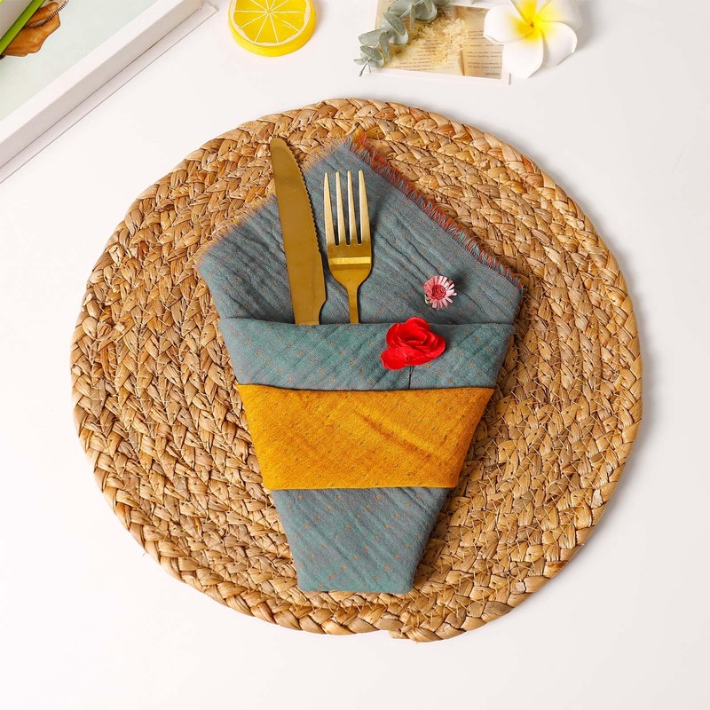 10 Pack Cloth Napkin Double-Layer 100% Cotton Table Dinner Napkins