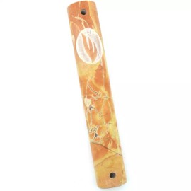 Natural Marble Mezuzah with Encircled Shin- Medium