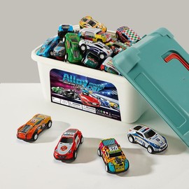 Random Color Mini Car Toy, 1 Set Mini Car Toy with Storage Box, Creatively Designed Pull Back Car Toy, Interactive Game, Colorful, Play Experience, Truck, Gifts for Kids:_Random Color_30pcs