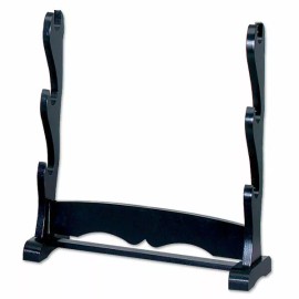 DISPLAY SWORD STAND FOR 3 SWORDS BLACK WOOD INCLUDE INSTALLATION DOWELS