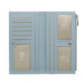 GOIACII Women's Wallet Ultra Slim Credit Card Holder RFID Blocking Vegan Leather Blue