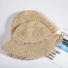 Womens Straw Bucket Hat for Women Handmade Floral Foldable Floppy