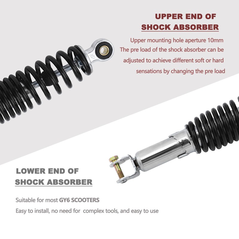 Minho Motorcycle Dual Rear Shock Absorbers with Adjustable Spring Preload