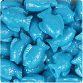 BeadTin Dark Turquoise Opaque 24mm Fish Pony Beads (24pcs)