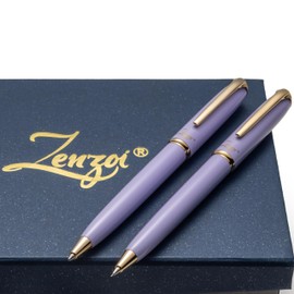 ZenZoi Elegant Pen and Pencil Metal, Retractable Luxury Ballpoint Pen & Mechanical Pencil 0.7 MM. Fancy, Quality Writing Set for Women, Men