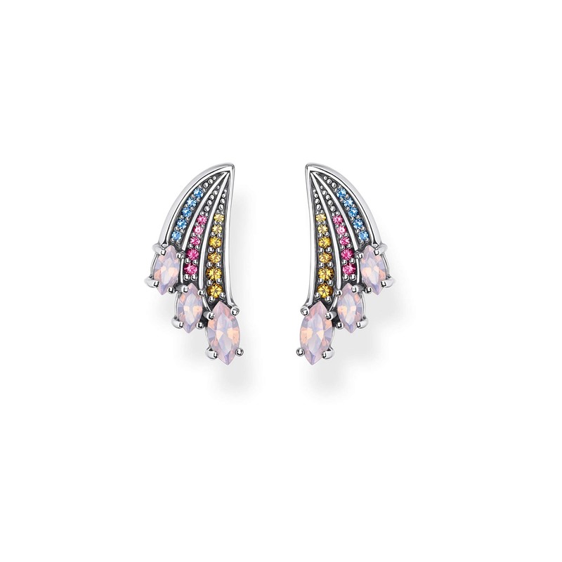 Thomas Sabo H2101-348-7 Colourful Hummingbird Wings Stud Earrings Silver, Precious