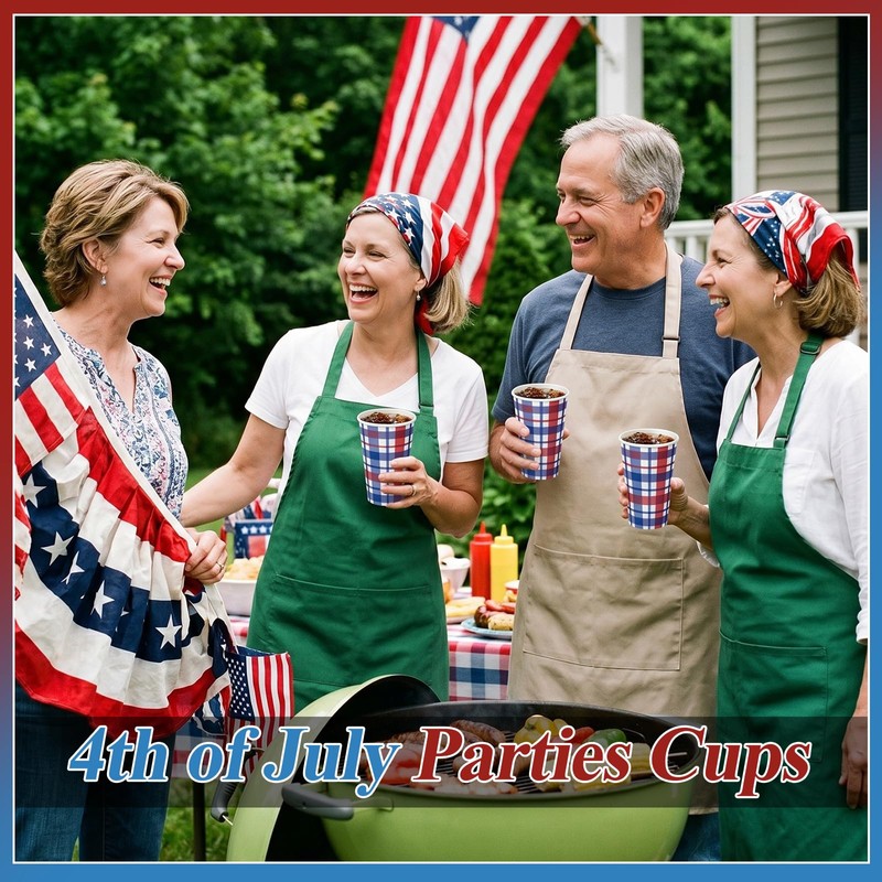 Tioncy 50 Pcs 12oz Patriotic Paper Cups, Red White Blue