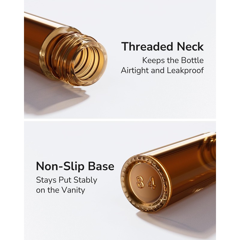 ULG Essential Oil Roller Bottles 4 Pack 10ml Amber Glass