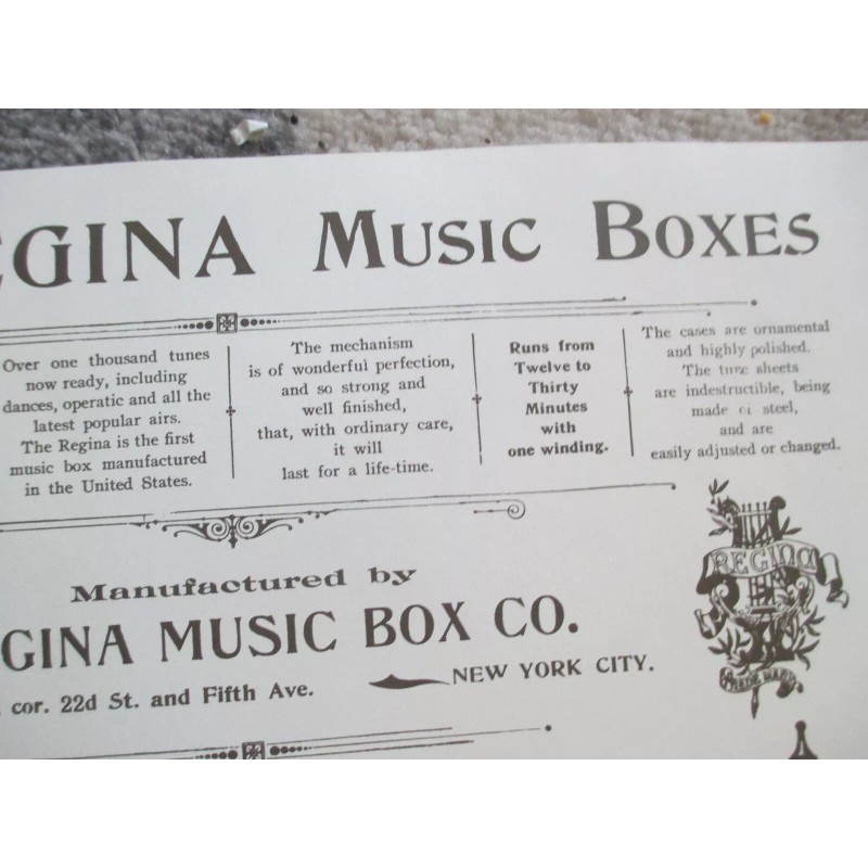 Regina Music Box Broadside Repro 17" x 22" 17 Styles