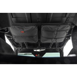 Rough Country Overhead Roof Storage Bag for Polaris RZR & Can-Am Defender Max - Water Resistant Nylon, UTV Cargo Bag