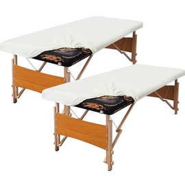KIDOACOW Leather Massage Table Cover Protector Wipeable Massage Table Cover Fitted Replacement Sheet Cover for Massage Bed/Spa Bed/Lash Bed, Fits 28-32" Wide (White, 2Pcs)