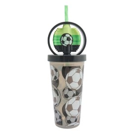 Polar Gear Football 530ml Fidget Spinner Tumbler - Fun & Interactive Drinkware for Kids, BPA-Free, Spill-Proof Lid, Black &Green
