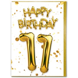 Brainbox Candy - 11th Birthday Card - Age 11 - Beautiful White Gold Foil Effect Age Card - Birthday Cards For Boys Girls Children - Kids Age Cards