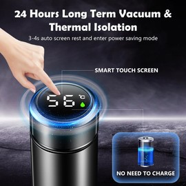 Thermos Flask 0.5 L Vacuum Insulated Cup Water Bottle Water Bottle Made of 304/316 Stainless Steel LED Touch Screen Temperature Display Stainless Steel Thermos Bottles Leak-Proof BPA-Free for Home