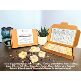 Favourite Scents - Highly Scented Botanical Wax Melts Collections (15 x 13.5g Hand Crafted) - Vegan Friendly & Cruelty Free - Plastic Free - Provide 8 to 10hrs scents/cube - Made in the UK