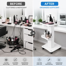 3-Tier Salon Rolling Cart for Tool Storage – Aluminum Beauty Trolley with Wheels for Tattoo, Spa & Home Use