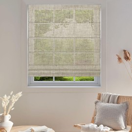 TINFONBLY Light Filtering Roman Shades for Windows, Thermal Insulated Room Darkening Window Blinds for Home Office, Modern Wash-Removable Fabric, 34 ½"W x 40" H Beige Linen, Customized Size
