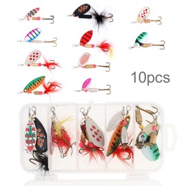 OriGlam 10pcs Spinner Bait Fishing Lures Set, Multi Colored Fishing Spinners Lures Baits Fishing Lures, Spoon Spinnerbaits Swimbait Trout Spinner for Trout Salmon Bass