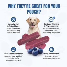 Tibetan Yak Cheese Dog Chew Sticks (2 XL Chews) Blueberry Flavored - Natural, Handmade, Long-Lasting, Easy to Digest, Ideal for Extra Large Dogs and Aggressive Chewers, Rawhide, Grain and Gluten Free