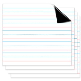 Patelai 4 Pcs Jumbo Magnetic Sentence Strips Dry Erase Sentence Strips Magnetic Handwriting Paper 22 x 17 Inch for Whiteboard Dry Erase Board with Lines for Teacher