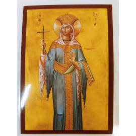 Saint Olga laminated Greek icon prayer card