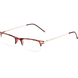 The Bishop Unisex Half Rim Browline Reading Glasses, Rectangular Half Frame Readers for Men and Women + 1.50 Brown Tortoise (Microfiber Cleaning Carrying Pouch Included)