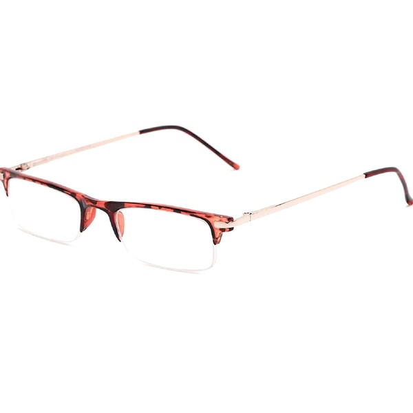 The Bishop Unisex Half Rim Browline Reading Glasses, Rectangular Half Frame Readers for Men and Women + 1.50 Brown Tortoise (Microfiber Cleaning Carrying Pouch Included)