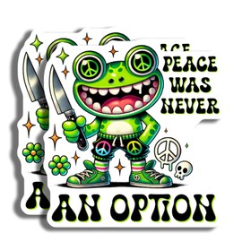 Funny Frog Magnets - Peace was Never an Option - Cool Fridge Decor - Unique Kitchen Magnet - Quirky Home Accessory- 2 Pack - Made in USA - PLDFMAG3328