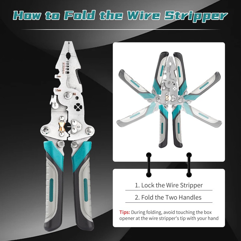 18 In 1 Foldable Ｗire Strippers Crimper, Multifunctional Folding Wire