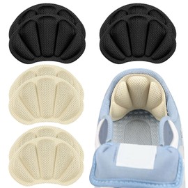 Heel Pads for Shoes That Are Too Big – 4 Pair Anti-Slip Heel Grips for Women & Men, Cushioned Inserts to Prevent Blisters & Tighten Loose Shoes, Comfort Fillers (Black+Beige Color, One Size)