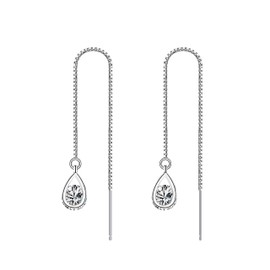 KristLand S925 Sterling Silver White Gold Plated Teardrop Earrings For Women Cubic Zirconia Jewelry Gifts for Ladies Girls