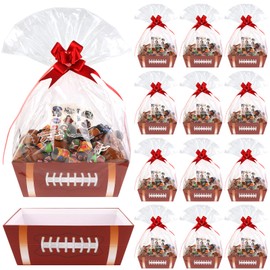 Kolewo4ever 36 Pieces 12 Pack Football Baskets for Gifts Empty Football Senior Night Baskets 8x10inch Gift Basket Kit for Gifts Empty to Fill for Sport Party Favor Holiday Gift Packaging
