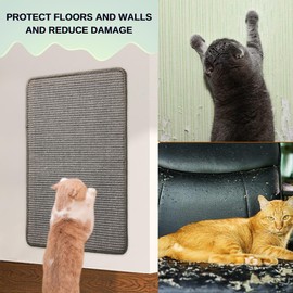JanYoo 2 Pieces Cat Scratching Pad Sofa Cat Scratch Protector,Cat Scratcher Mat Sisal for Cat Scratch Pad Rug Protecting Furniture 60 × 40 CM(Grey)