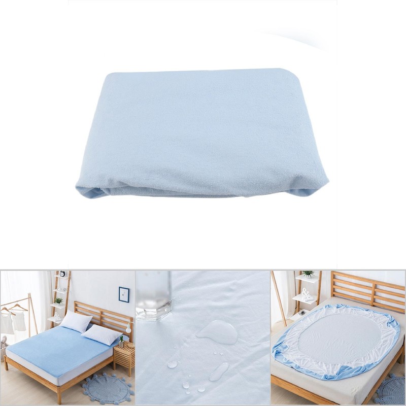 Waterproof Anti mite Mattress Pad Cover Fitted Sheet Blue 150*200+30cm